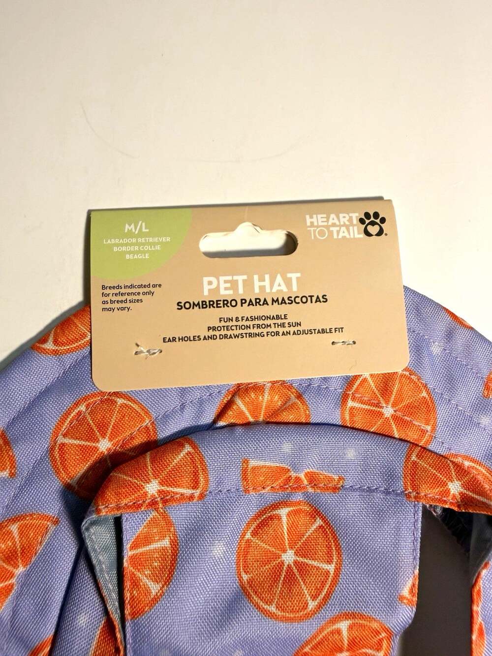 Heart to Tail Pet Hat M/L Blue/Orange Fruit Print Polyester